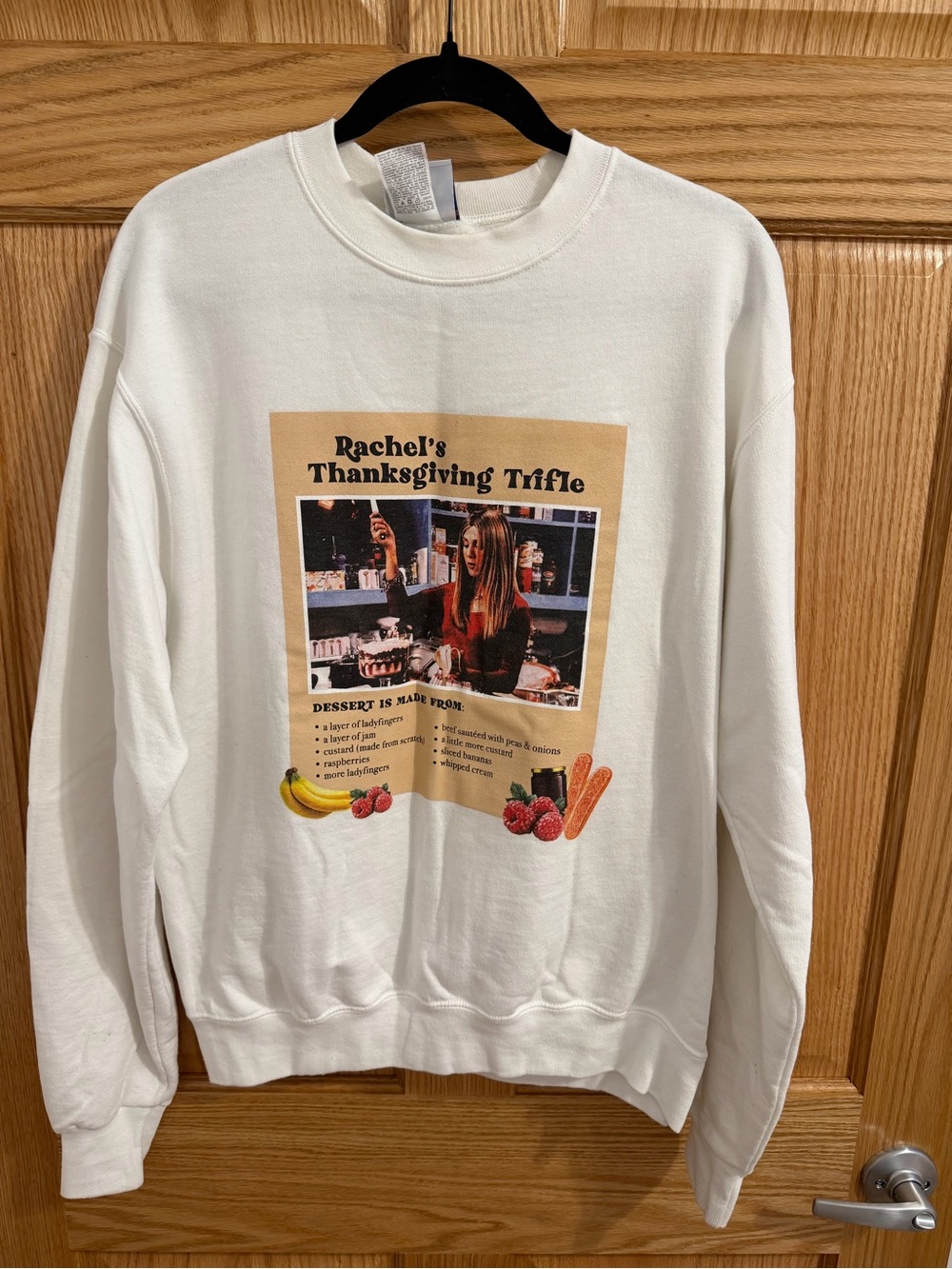 Champion White Crewneck Sweatshirt with Friends Thanksgiving Graphic
